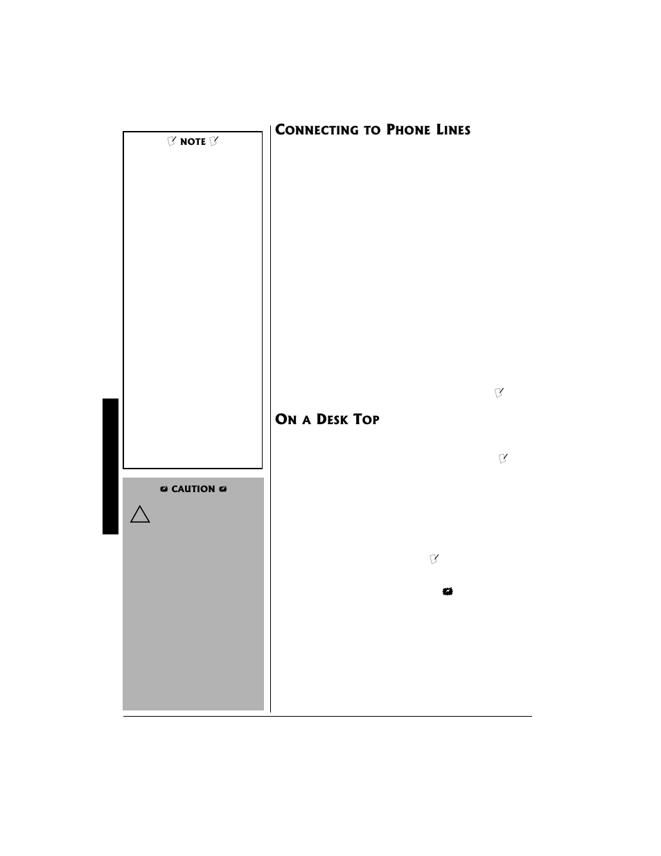 Connecting to phone lines on a desk top | Radio Shack 43-683 User Manual | Page 6 / 28