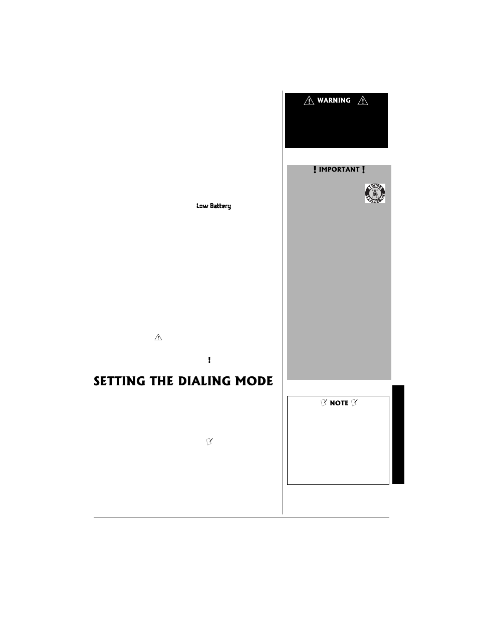 Setting the dialing mode | Radio Shack 43-683 User Manual | Page 9 / 28