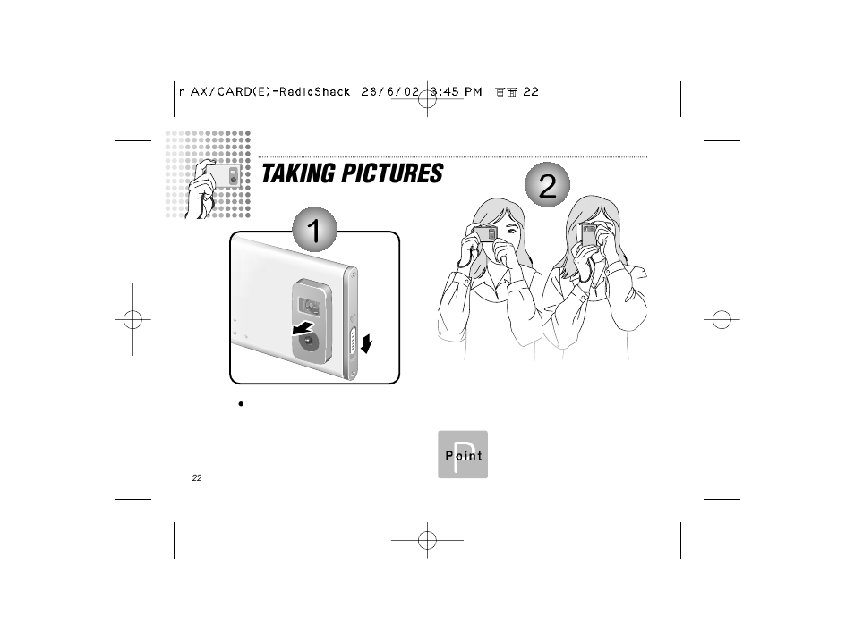 Taking pictures | Radio Shack B-020405 User Manual | Page 22 / 52