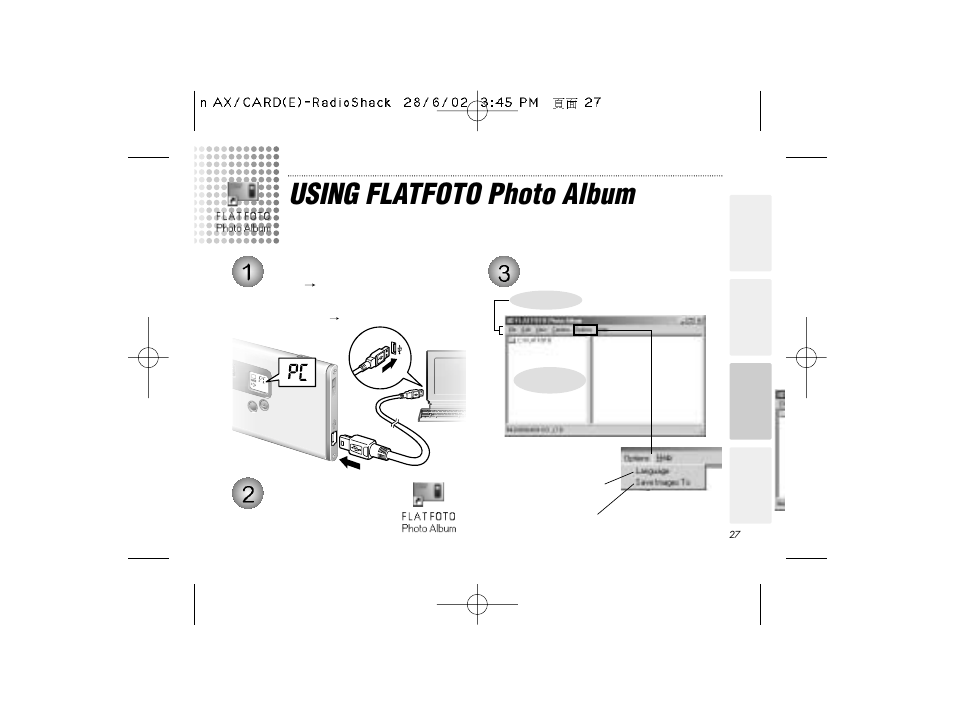 Using flatfoto photo album | Radio Shack B-020405 User Manual | Page 27 / 52