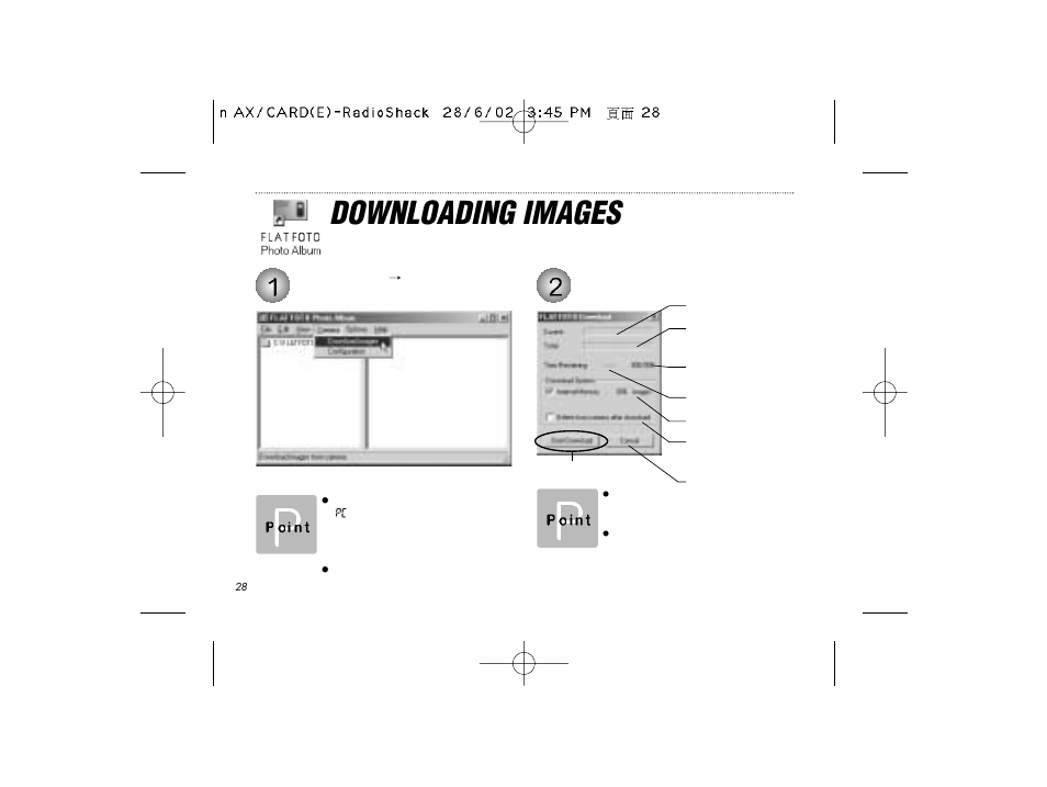 Downloading images | Radio Shack B-020405 User Manual | Page 28 / 52