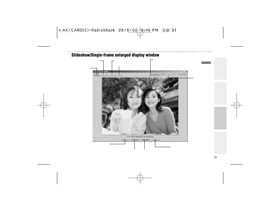 Slideshow/single-frame enlarged display window | Radio Shack B-020405 User Manual | Page 31 / 52