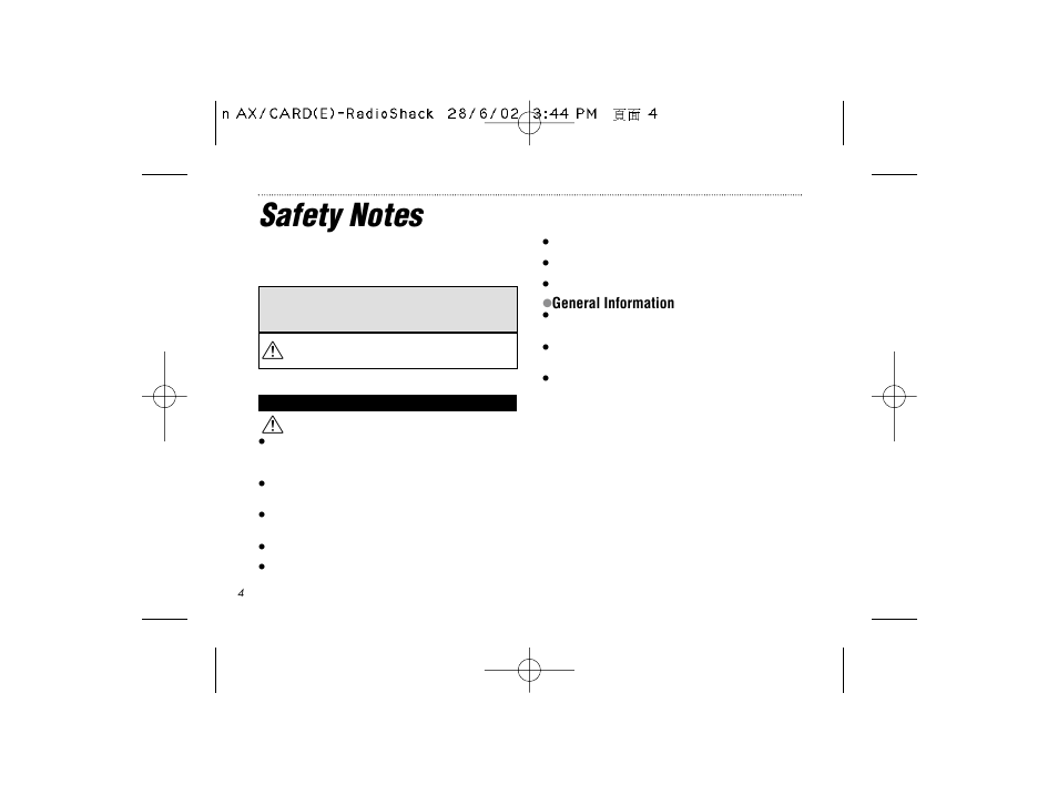 Radio Shack B-020405 User Manual | Page 4 / 52