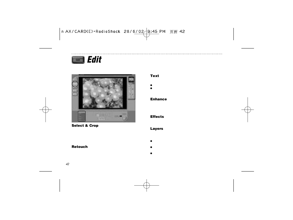 Edit | Radio Shack B-020405 User Manual | Page 42 / 52