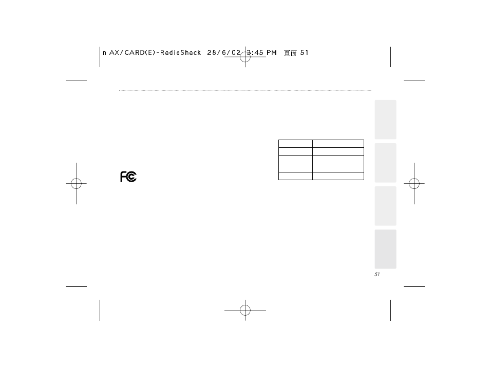 Radio Shack B-020405 User Manual | Page 51 / 52