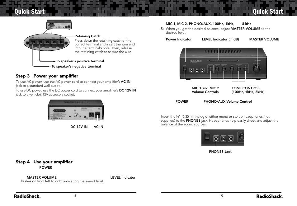 Quick start | Radio Shack 32-2054 User Manual | Page 3 / 11