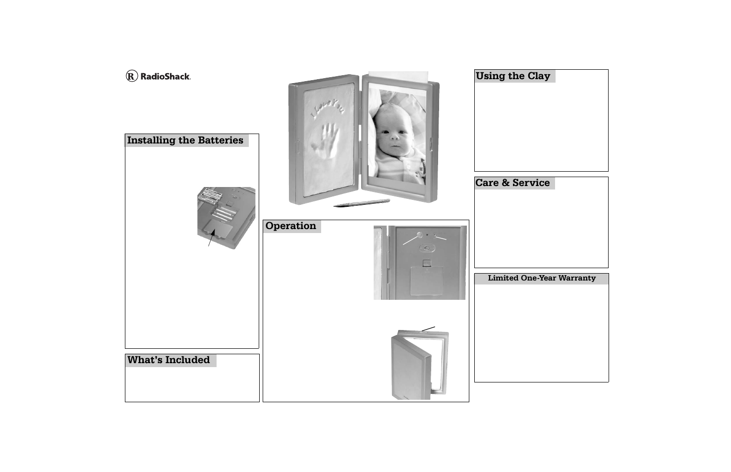 Radio Shack TALKING MEMORY FRAME 63-1077 User Manual | 1 page