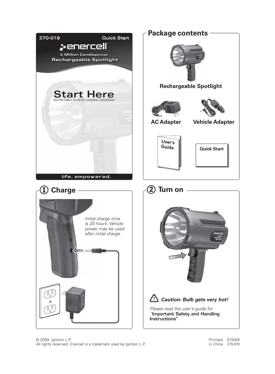 Radio Shack Enercell 270-019 User Manual | 1 page