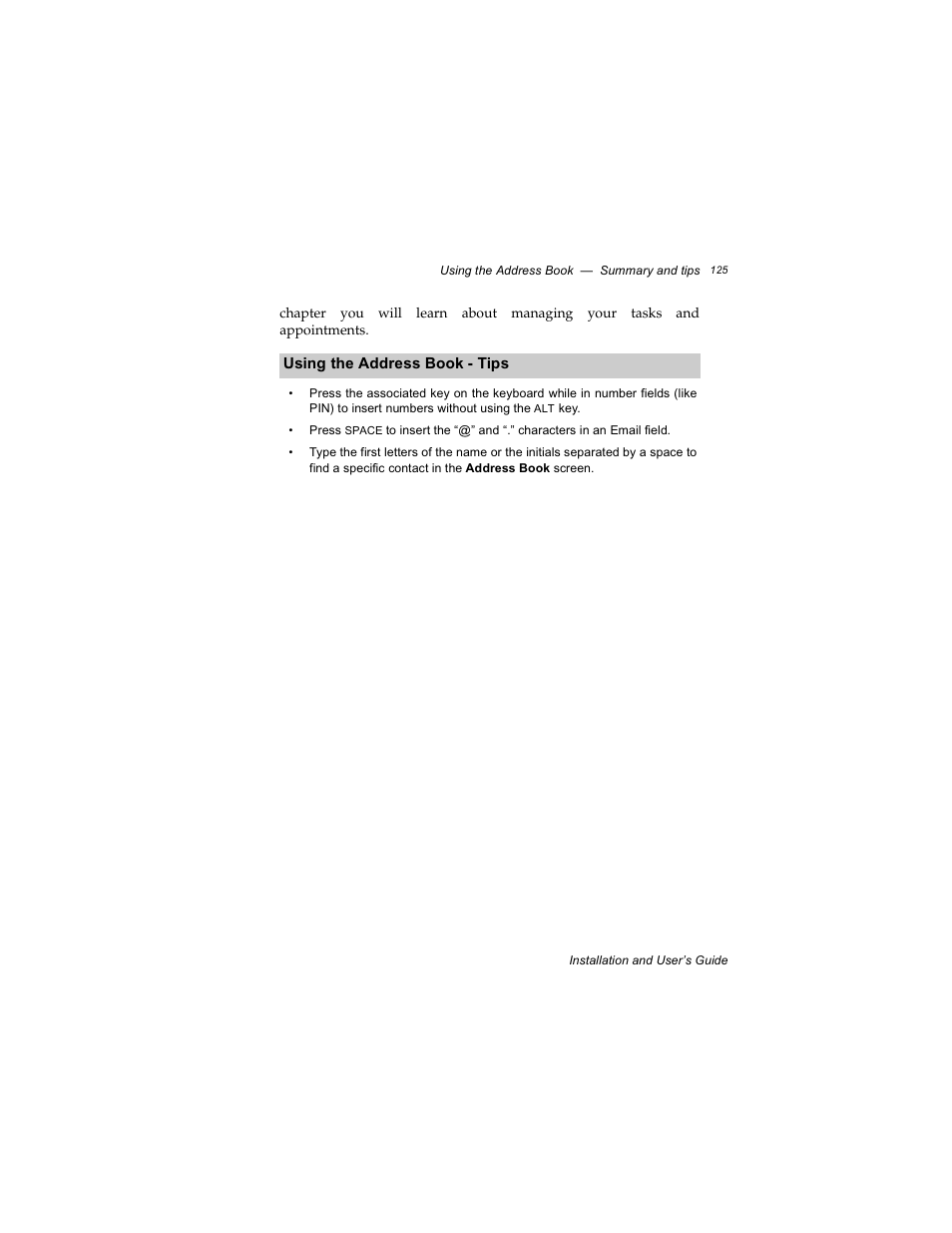 Using the address book - tips | Radio Shack RIM 850 User Manual | Page 125 / 204