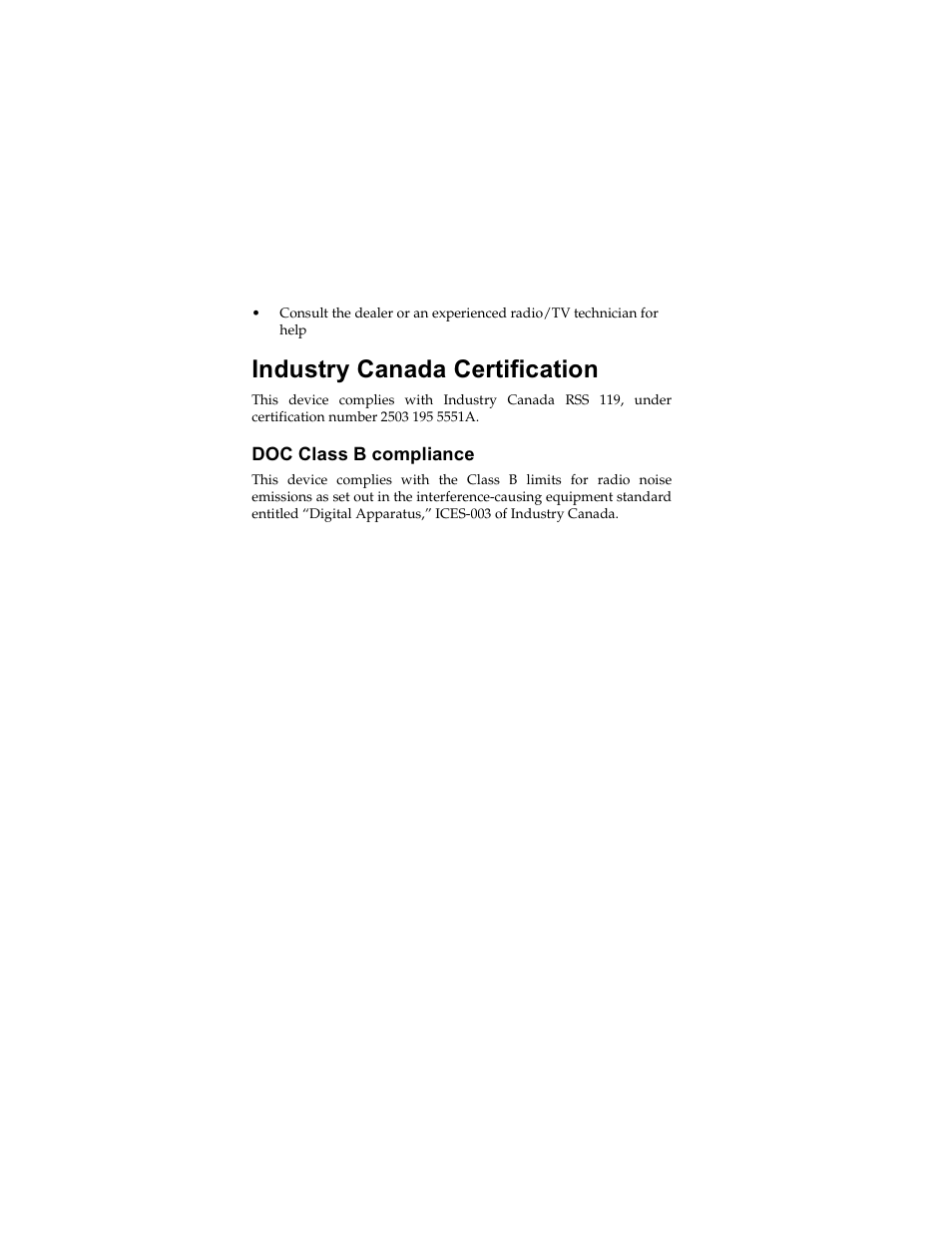 Industry canada certification, Doc class b compliance | Radio Shack RIM 850 User Manual | Page 4 / 204