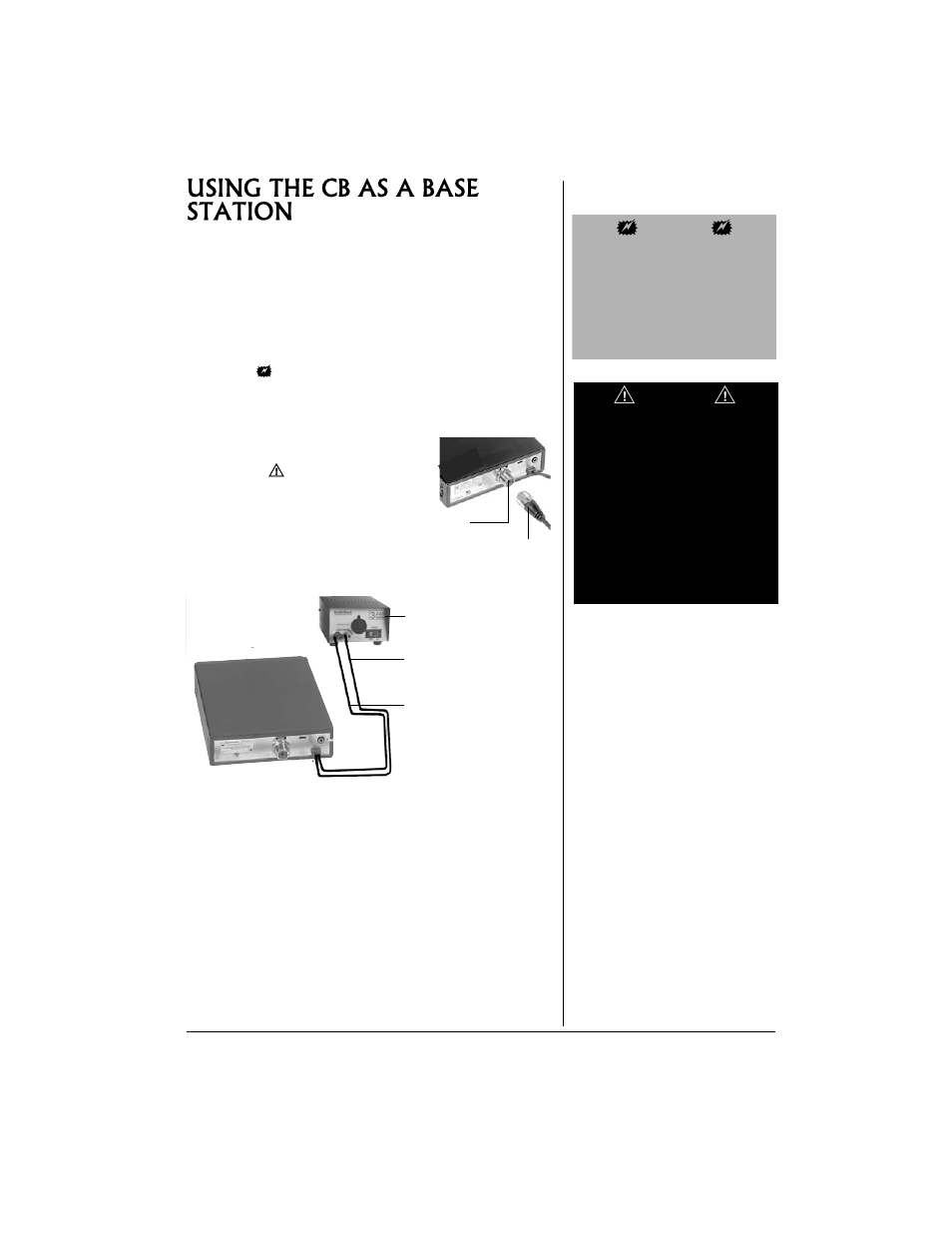 Using the cb as a base station . 5, Using the cb as a base station | Radio Shack TRC521 CB User Manual | Page 5 / 16