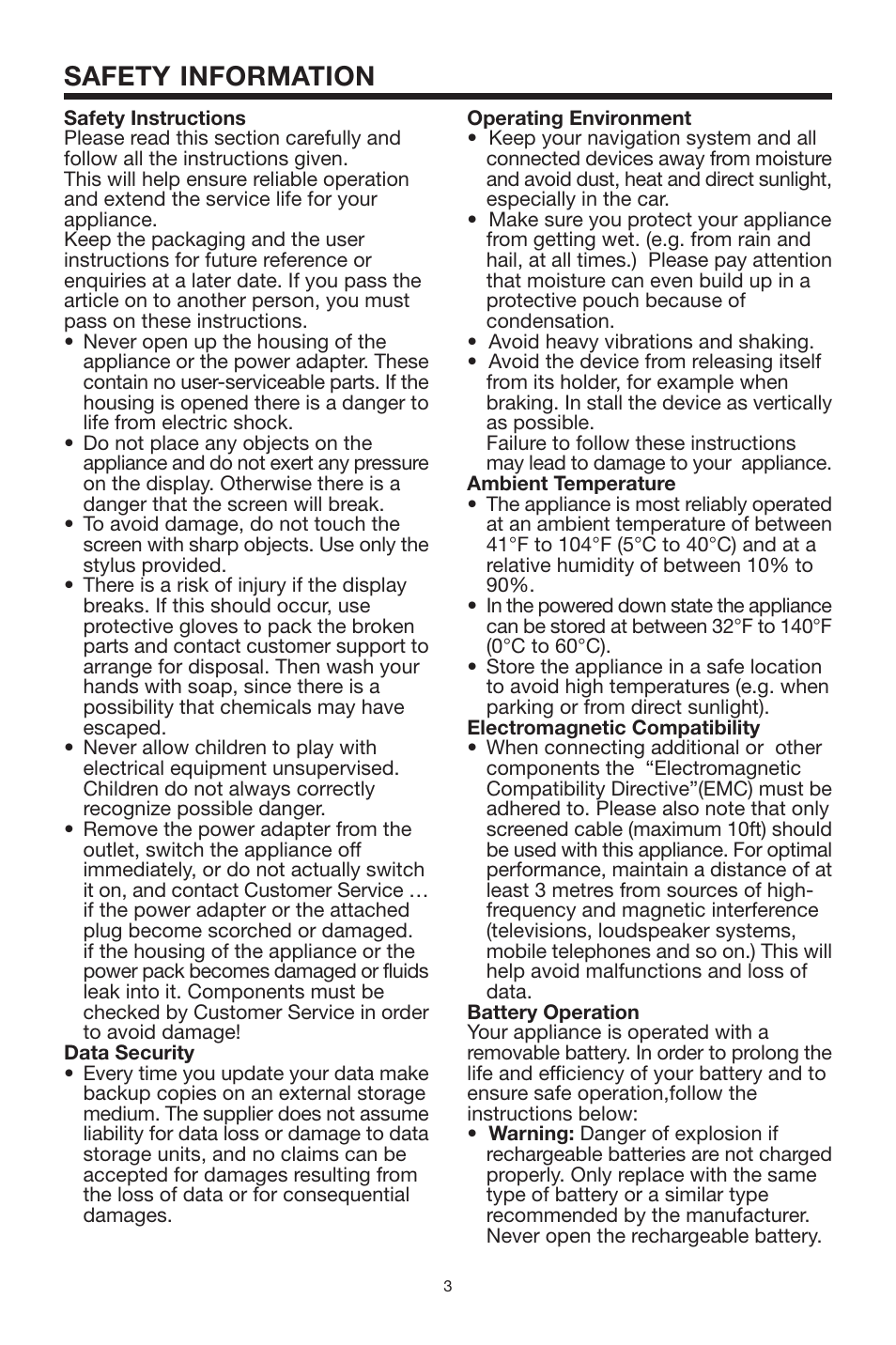 Safety information | Radio Shack PLNV430 User Manual | Page 3 / 12