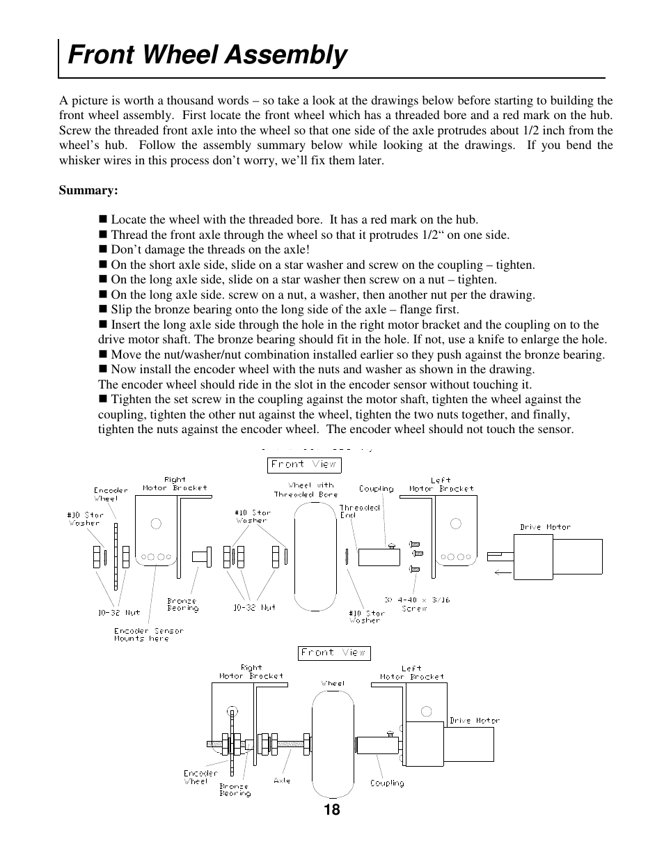 Front wheel assembly | Radio Shack Mobile Robot User Manual | Page 21 / 54