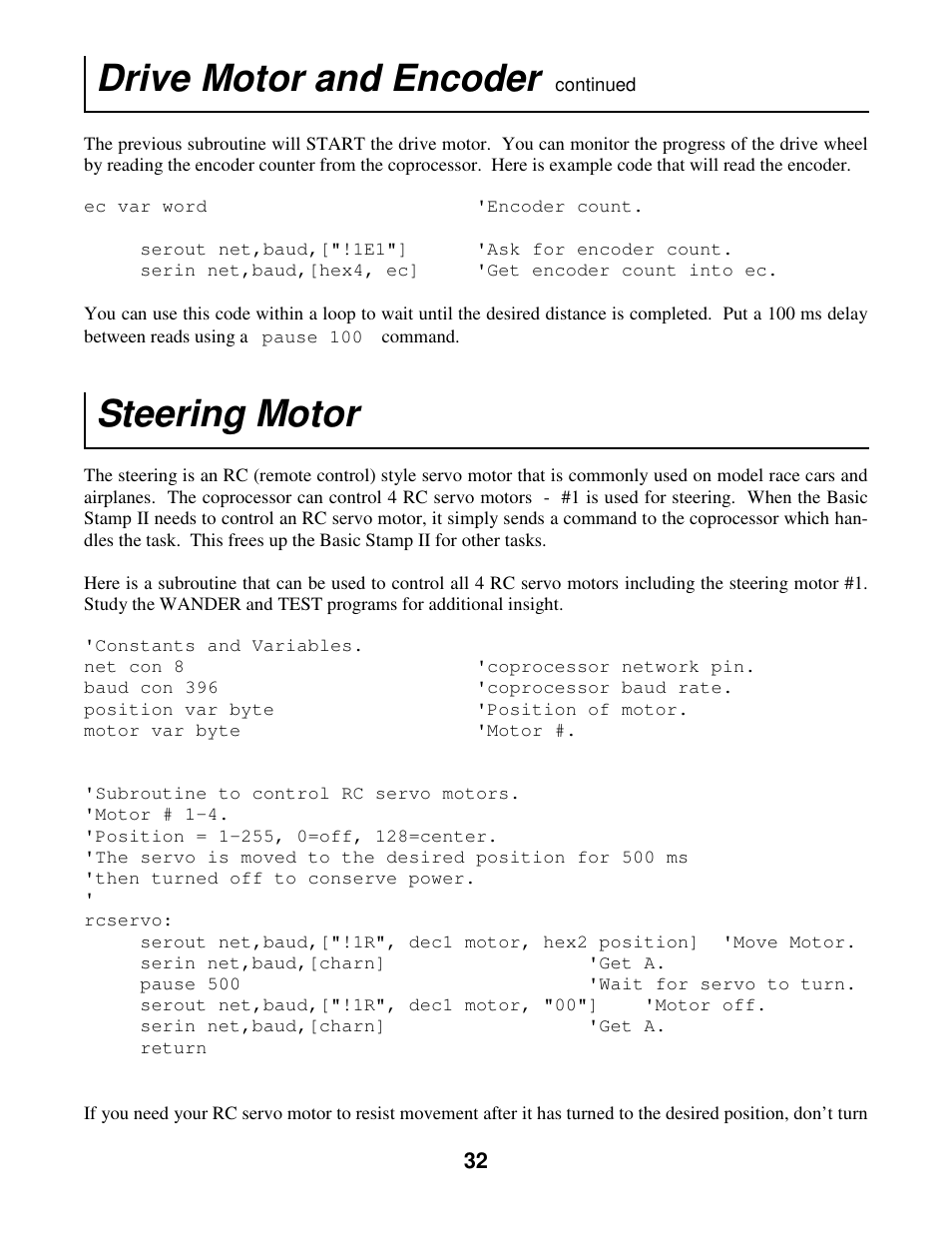 Steering motor drive motor and encoder | Radio Shack Mobile Robot User Manual | Page 35 / 54