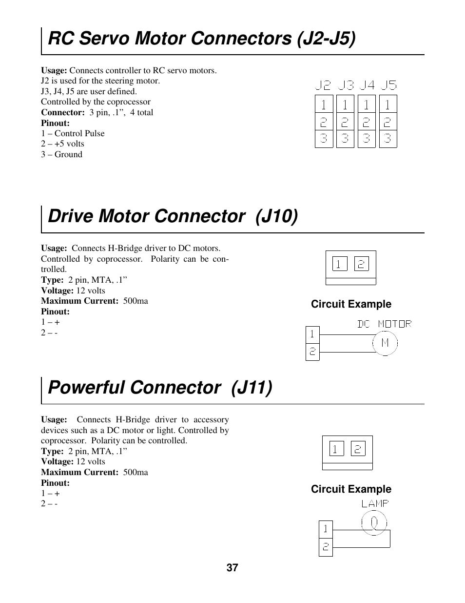 Drive motor connector (j10) | Radio Shack Mobile Robot User Manual | Page 40 / 54