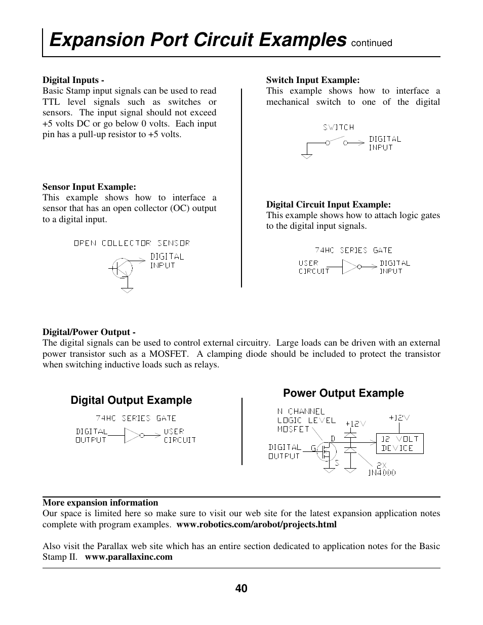 Expansion port circuit examples | Radio Shack Mobile Robot User Manual | Page 43 / 54