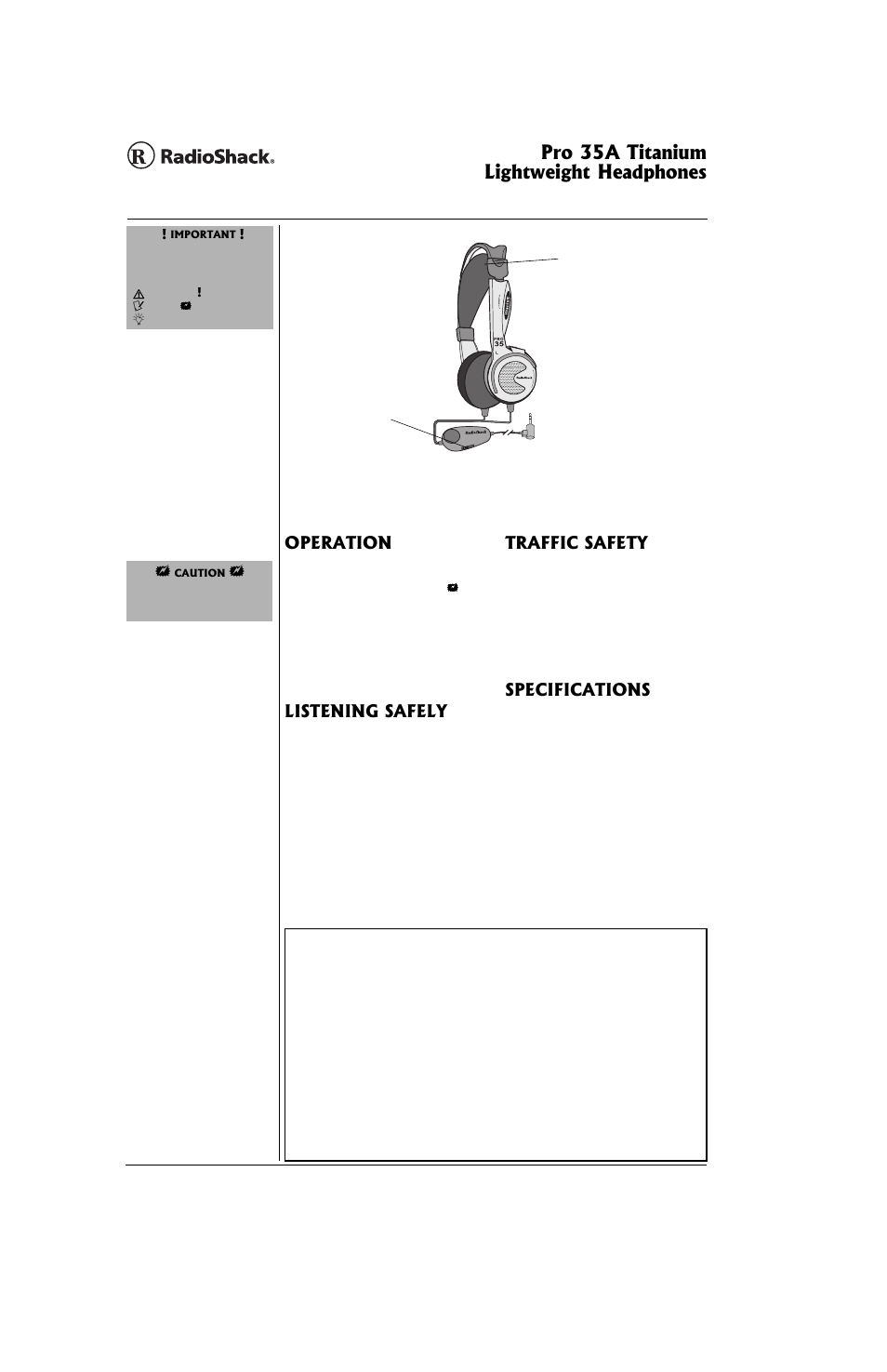Radio Shack PRO 35A User Manual | 2 pages
