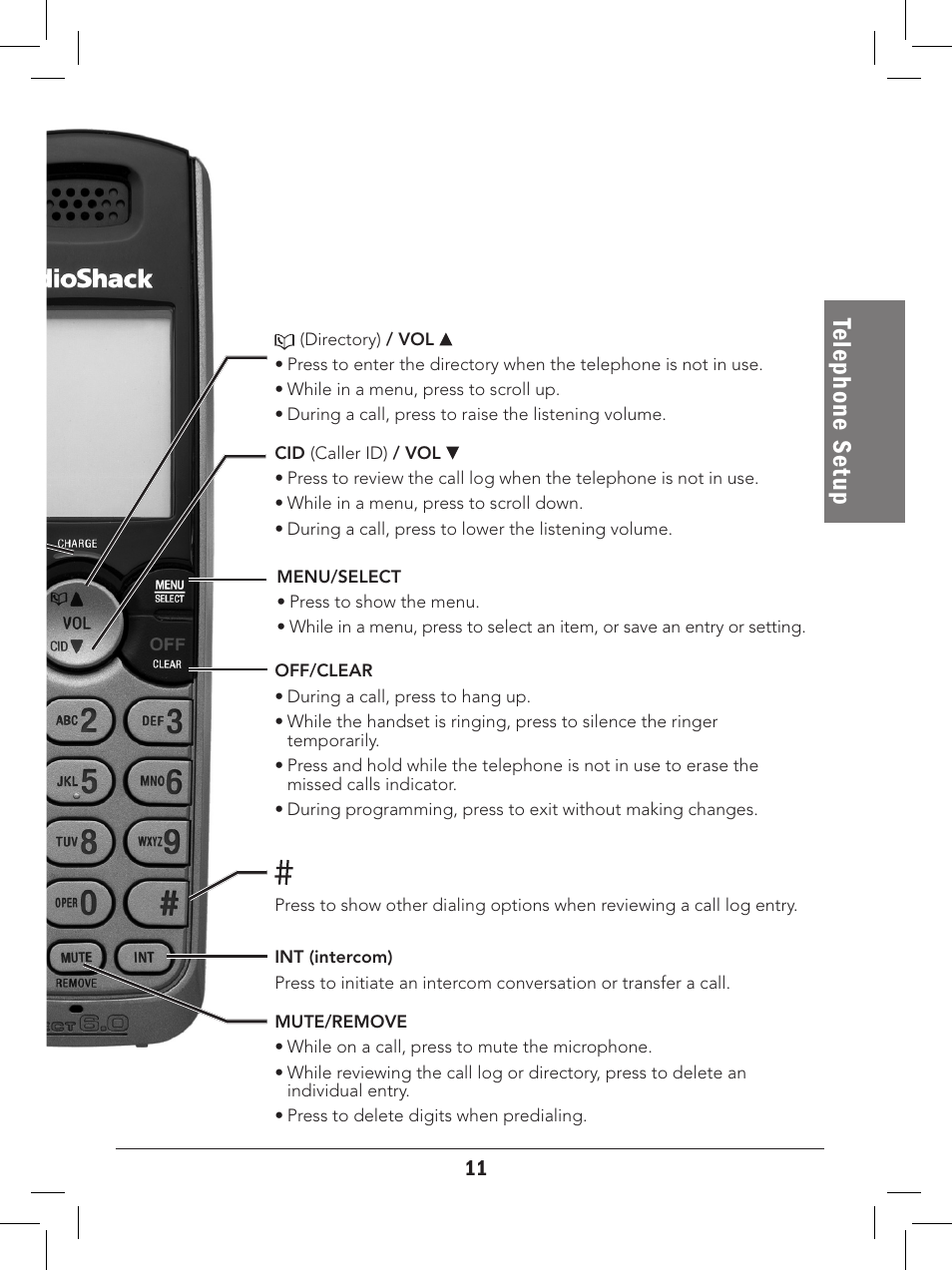 Te le ph on e s et up | Radio Shack 43-329 User Manual | Page 11 / 56