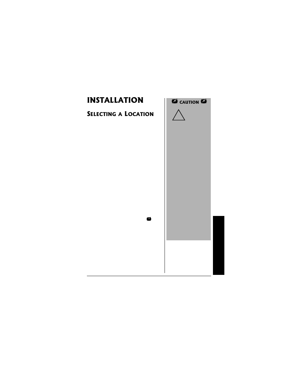 Installation, Selecting a location | Radio Shack 43-3545 User Manual | Page 9 / 44