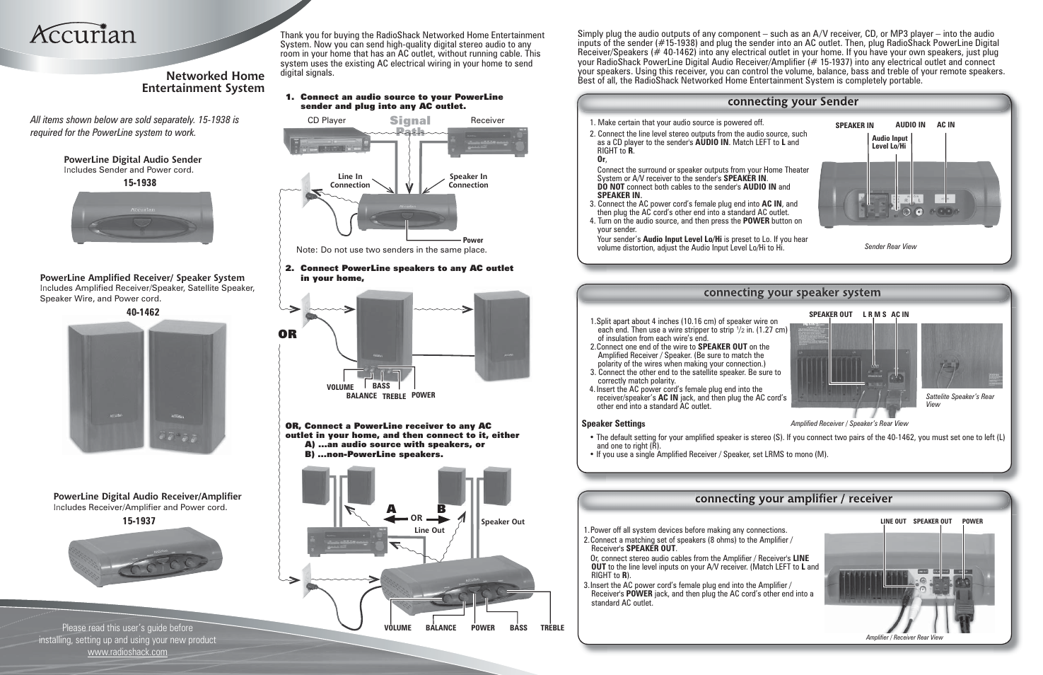 Radio Shack ACCURIAN 40-1462 User Manual | 2 pages