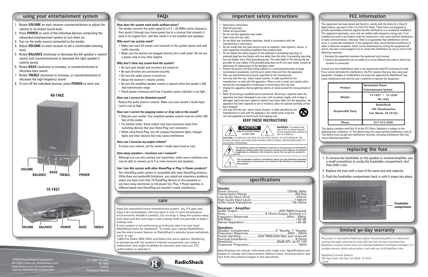 Radio Shack ACCURIAN 40-1462 User Manual | Page 2 / 2