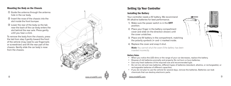 Setting up your controller | Radio Shack Xmods 60-391 User Manual | Page 5 / 11