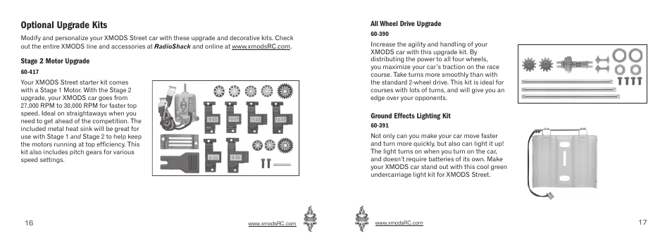 Optional upgrade kits | Radio Shack Xmods 60-391 User Manual | Page 9 / 11