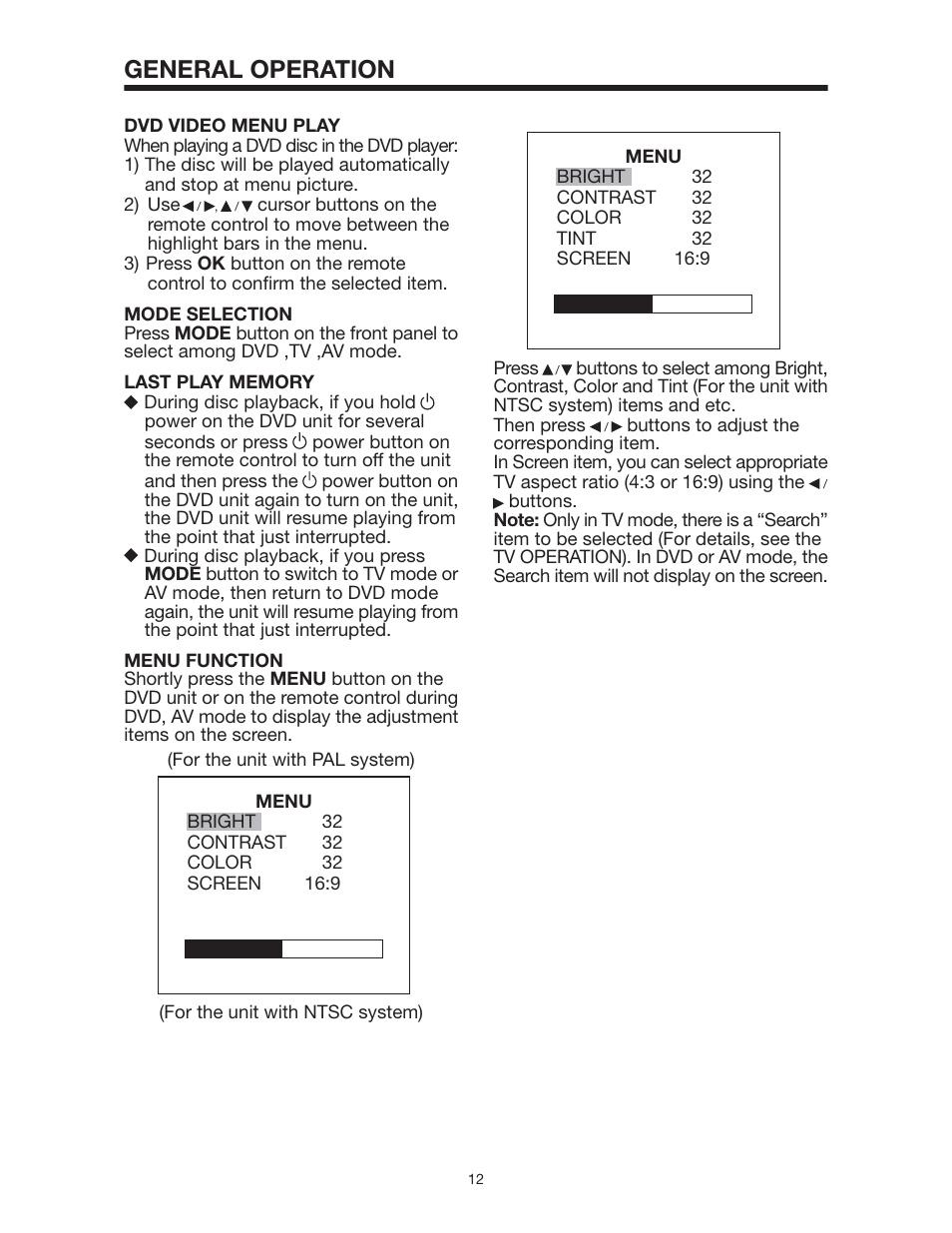 General operation | Radio Shack PLTD145 User Manual | Page 12 / 20