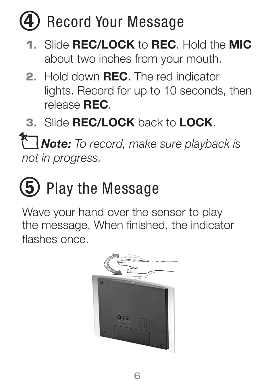 Record your message, Play the message | Radio Shack 63-234 User Manual | Page 6 / 8