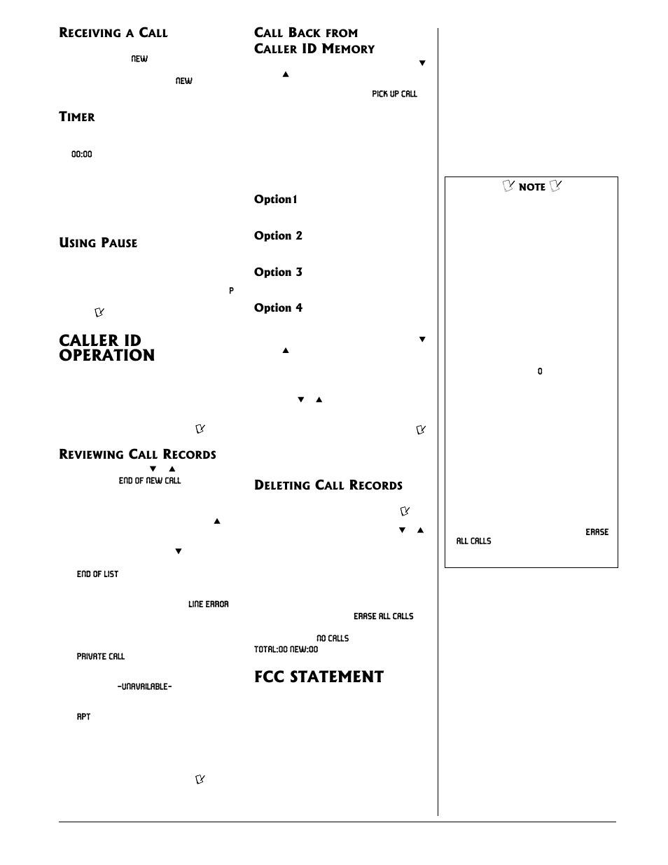 Caller id operation, Fcc statement, Id m | Radio Shack 43-3909 User Manual | Page 3 / 4