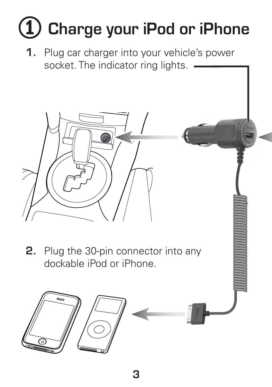 Charge your ipod or iphone | Radio Shack Gigaware 12-493 User Manual | Page 3 / 8