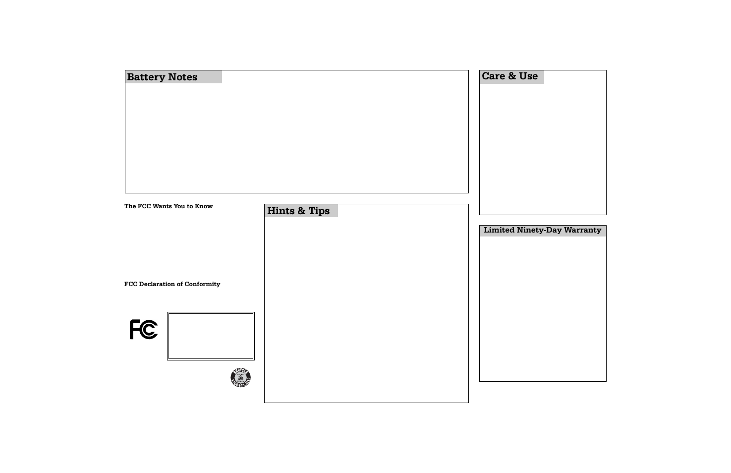 Duh 8vh %dwwhu\ 1rwhv, Lqwv 7lsv, Lplwhg 1lqhw\'d\ :duudqw | Radio Shack Ford F-150 User Manual | Page 2 / 2