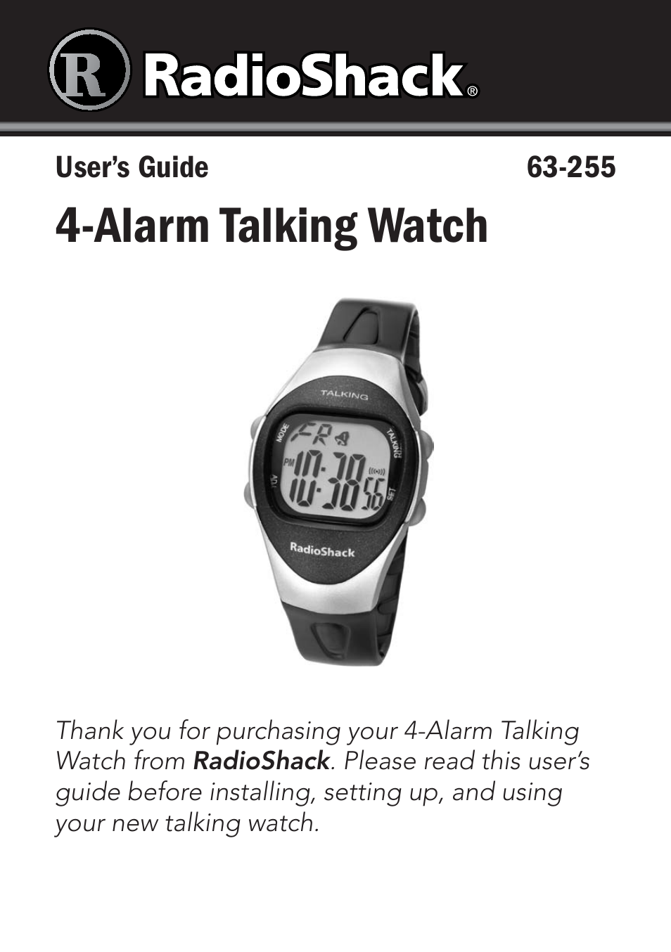 Radio Shack 63-255 User Manual | 14 pages