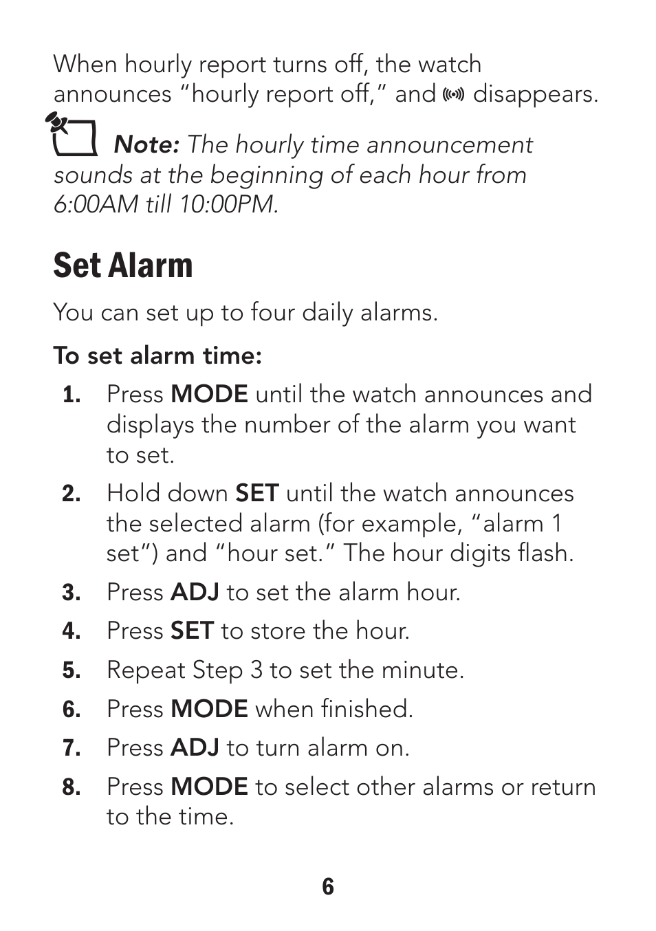 Set alarm | Radio Shack 63-255 User Manual | Page 6 / 14