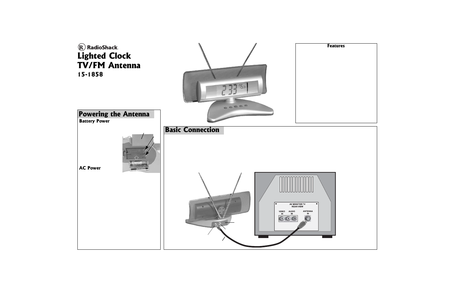 Radio Shack 15-1858 User Manual | 2 pages