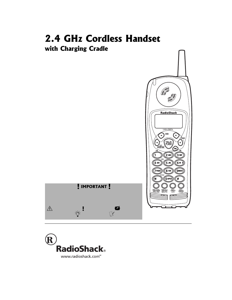 Radio Shack 2.4 GHz cordless ahndset 43-3538 User Manual | 8 pages