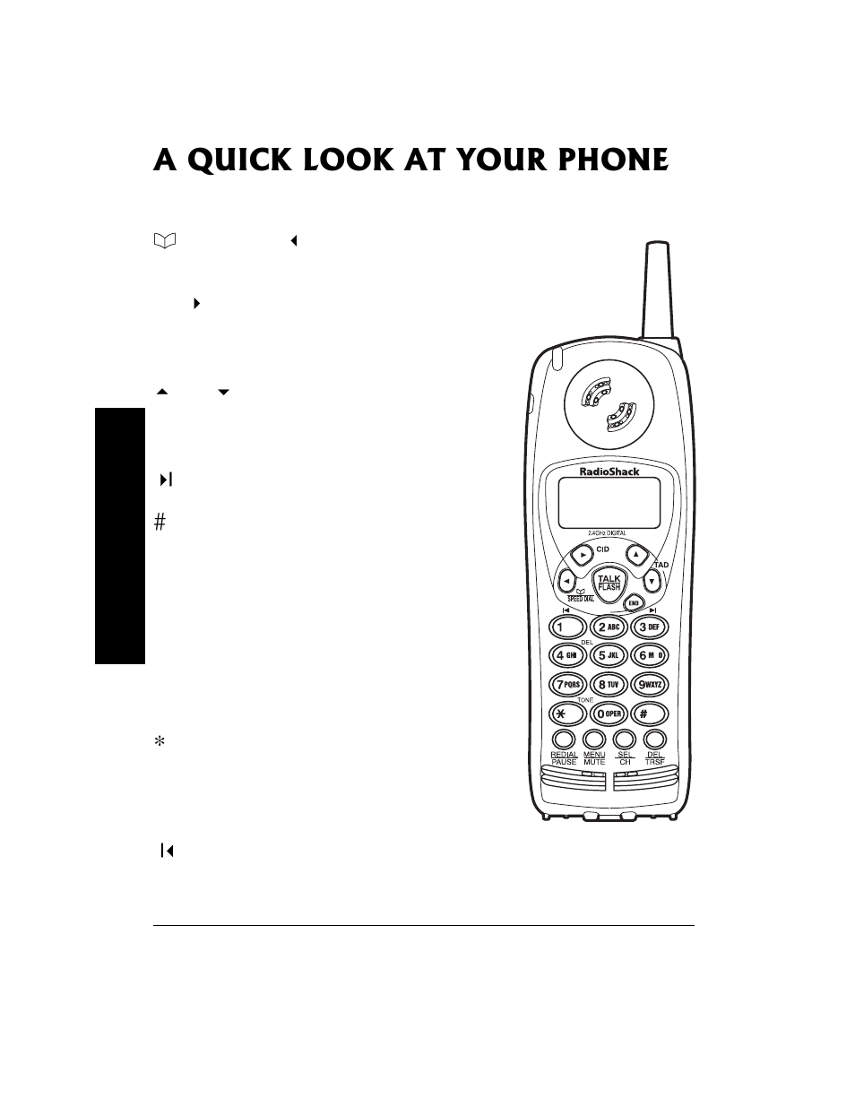 A quick look at your phone | Radio Shack 2.4 GHz cordless ahndset 43-3538 User Manual | Page 6 / 8