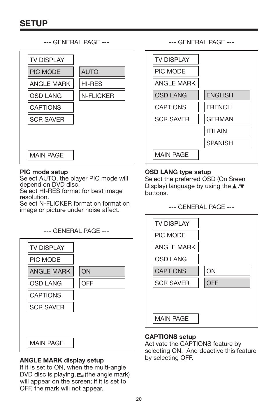 Setup | Radio Shack PLRDVD7 User Manual | Page 20 / 28