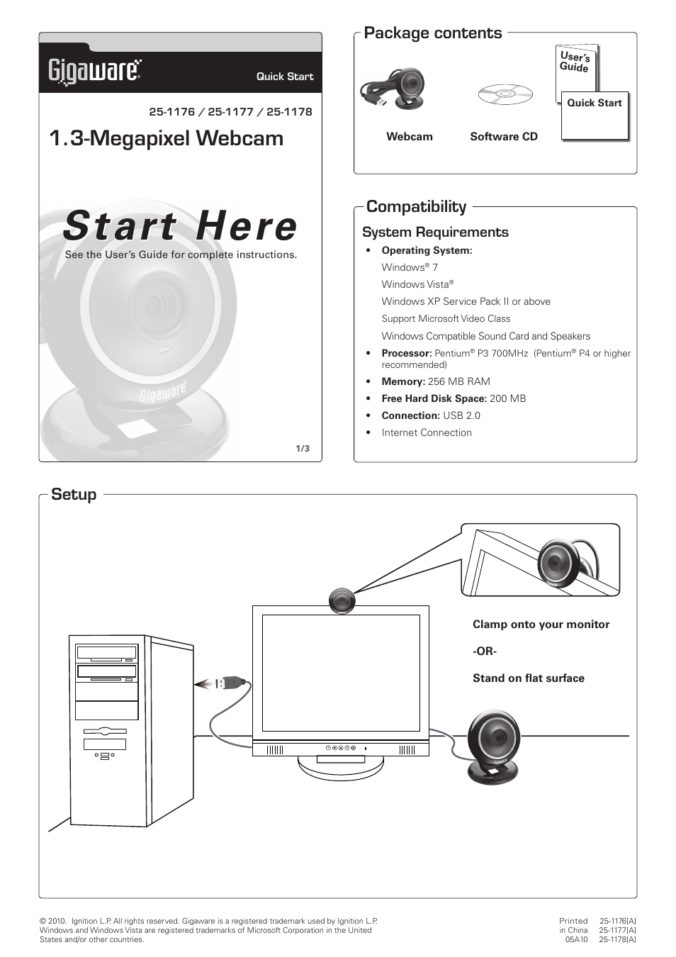 Radio Shack Gigaware 25-1176 User Manual | 1 page