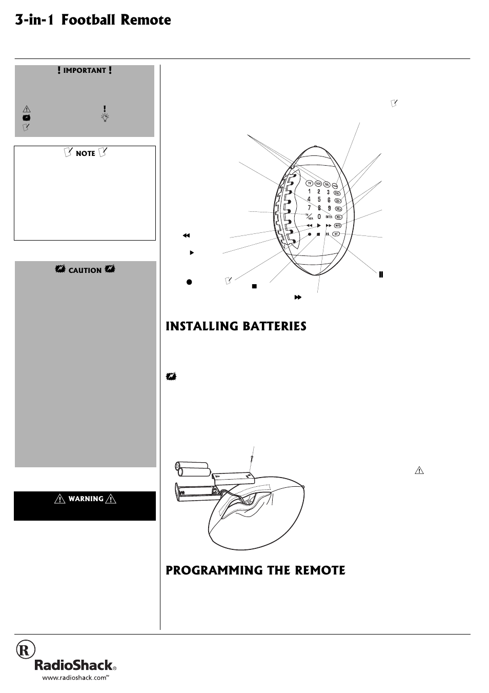 Radio Shack 15-2125 User Manual | 4 pages