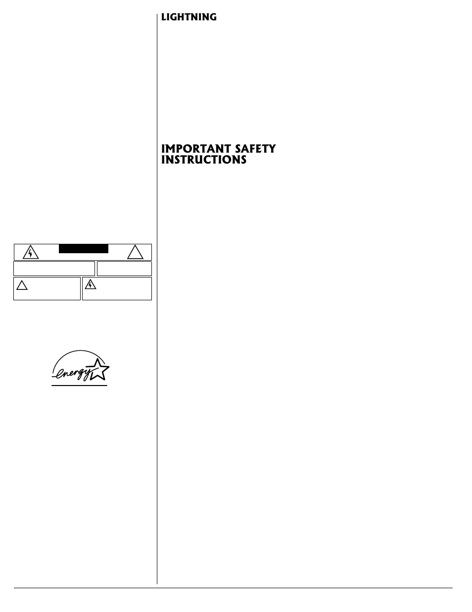 Lightning, Important safety instructions | Radio Shack 43-3537 User Manual | Page 2 / 10