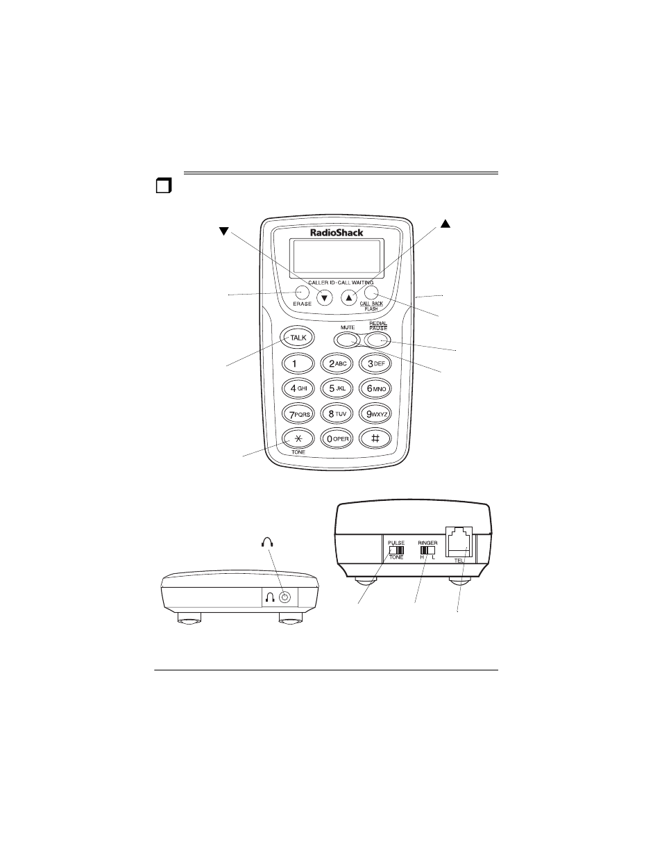 A quick look at your phone | Radio Shack HandsfreePhone withCallerID/CallWaiting User Manual | Page 6 / 16