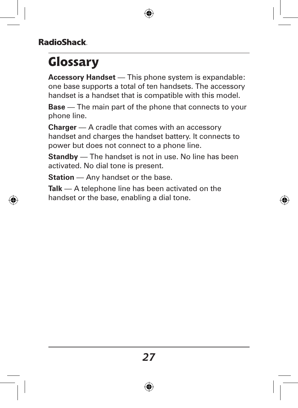 Glossary | Radio Shack 43-141 User Manual | Page 27 / 28