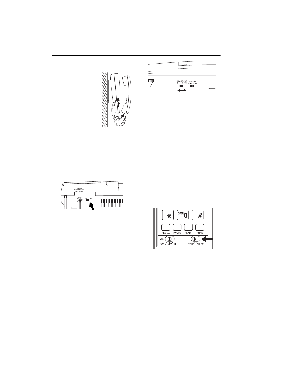 Turning off/on the ringer, Setting the number of rings, Setting the dialing mode | Radio Shack TAD-1018 User Manual | Page 10 / 24