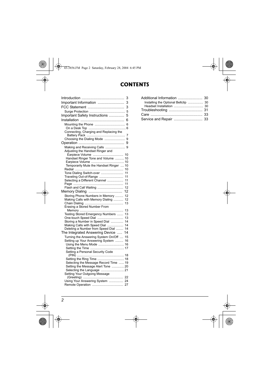 Radio Shack 43-3856 User Manual | Page 2 / 36