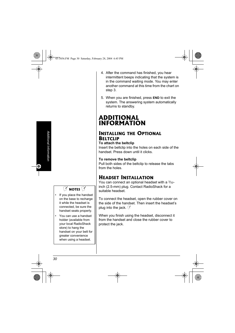 Additional information | Radio Shack 43-3856 User Manual | Page 30 / 36