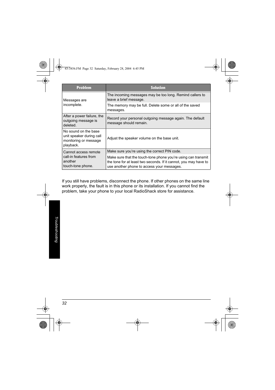 Radio Shack 43-3856 User Manual | Page 32 / 36