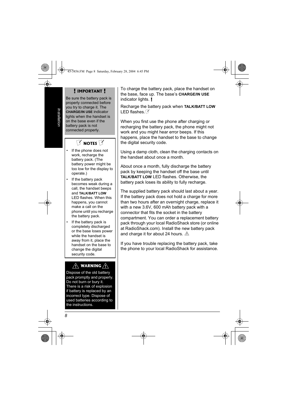 Radio Shack 43-3856 User Manual | Page 8 / 36