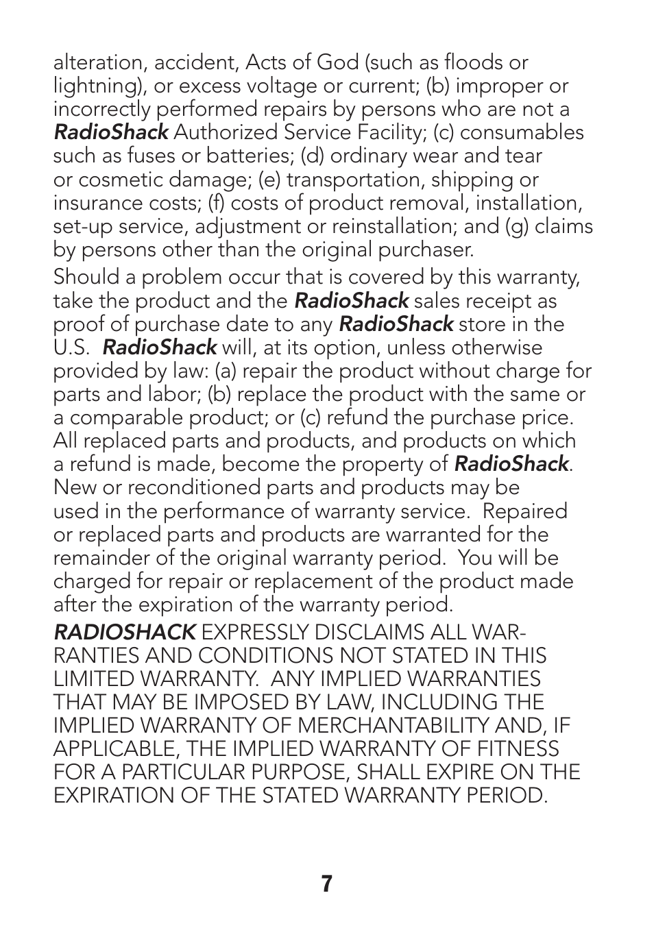 Radio Shack 12-500 User Manual | Page 7 / 8