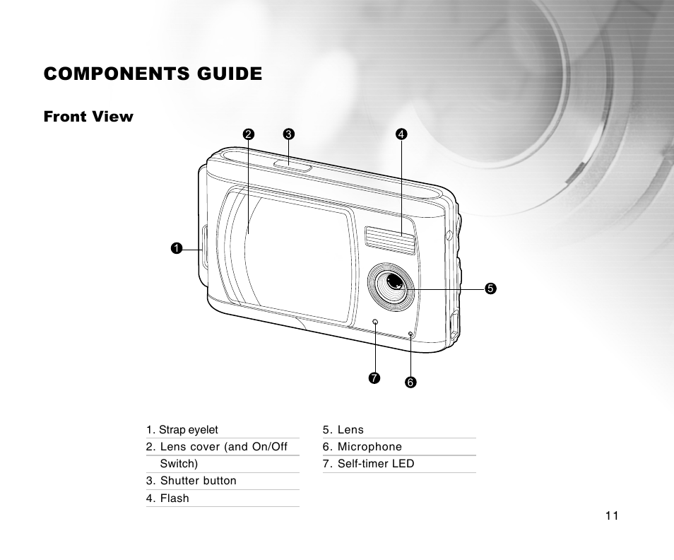 Components guide, Front view | Radio Shack 16-3898 User Manual | Page 11 / 73